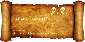 Pataki Rezső névjegykártya
